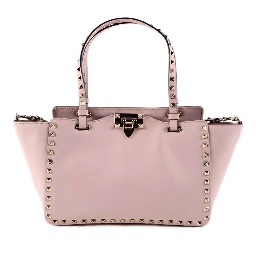 VALENTINO GARAVANI✨Small Grain Calfskin Leather Rockstud Bag✨FLAWLESS✨Light Pink - Picture 1 of 8